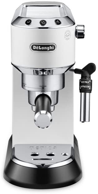 Delonghi Dedica Espresso and Cappuccino Coffee Maker, White- EC685.W