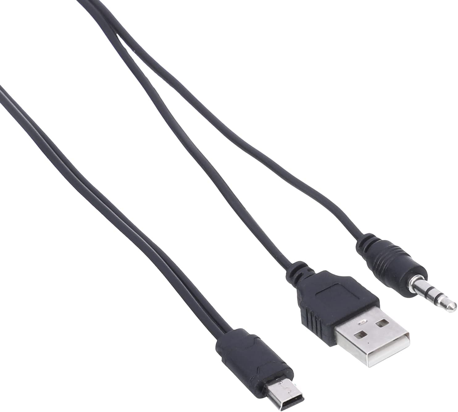 Keendex 2 in 1 USB Cable with AUX Connector, 20 Cm, Black- 1775