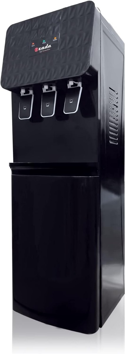 Zada 3 Faucets Water Dispenser With Cabinet, Hot, Cold and Neutral, 120W, Black - ZWD-201c