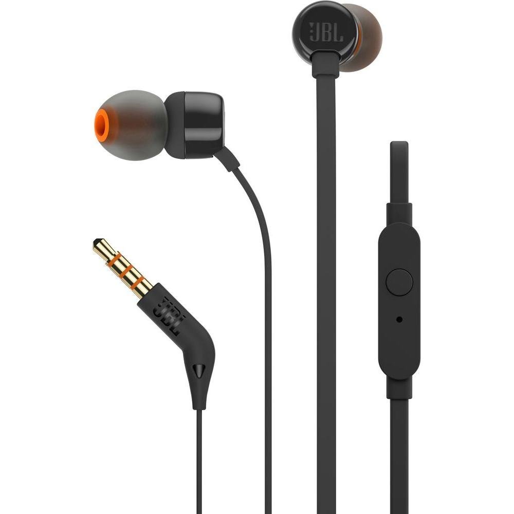 JBL T110 In-Ear Headphones, Black – JBLT110BLK