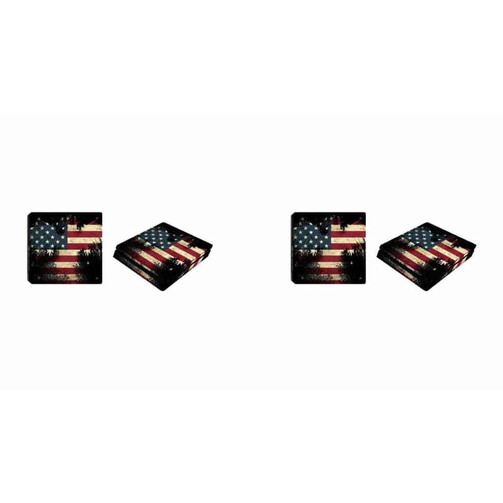 Set Of 2 American Flag Printed Sticker for PlayStation 4 Slim Console - PS4G91