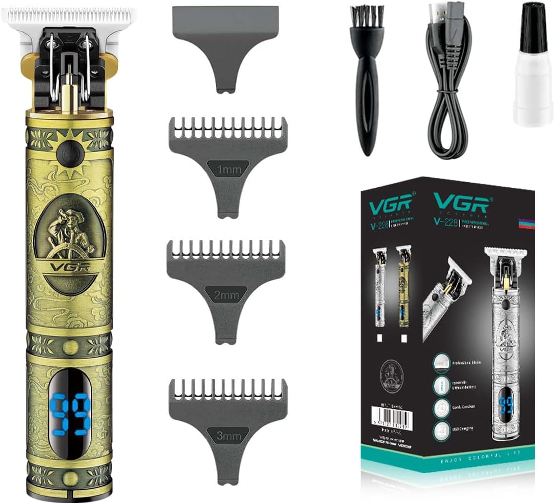 VGR Rechargeable Hair Trimmer and Clipper, Gold - V-228