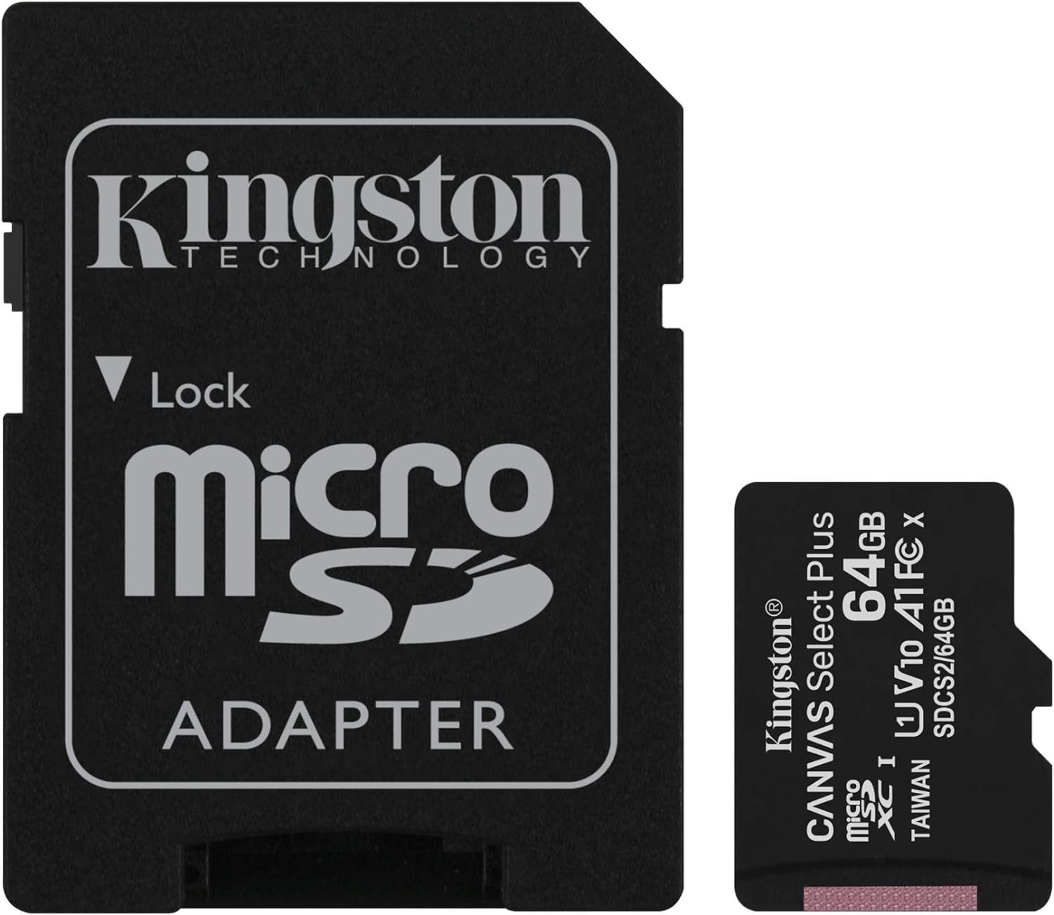 Kingston Select Plus Micro SD Memory Card, 64GB, Black - SDCS2/64GB