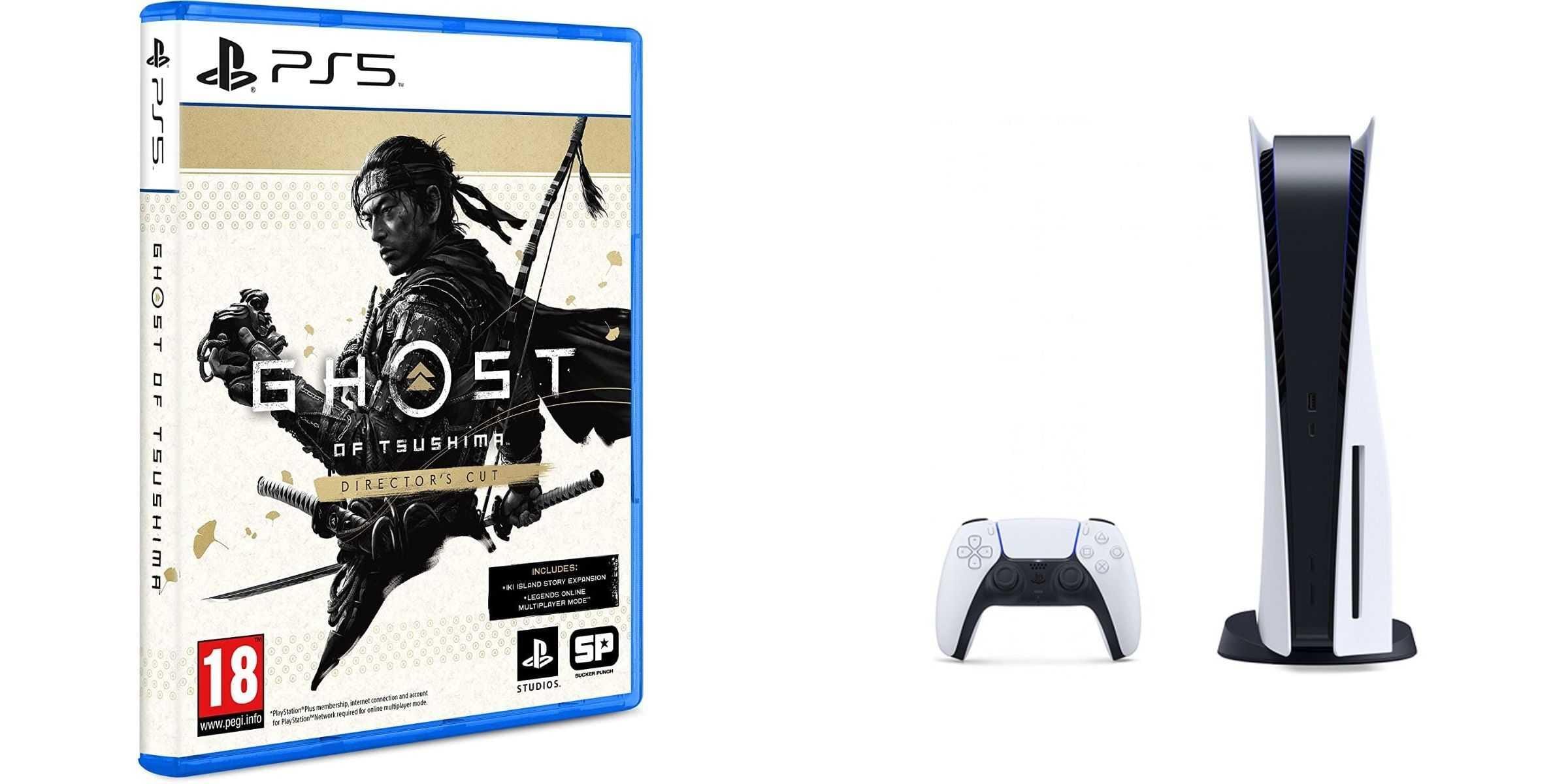 Sony PlayStation 5, 1 Wireless Controller, White - CFI-1016A01 MEE, with Ghost Of Tsushima Director's Cut for PlayStation 5