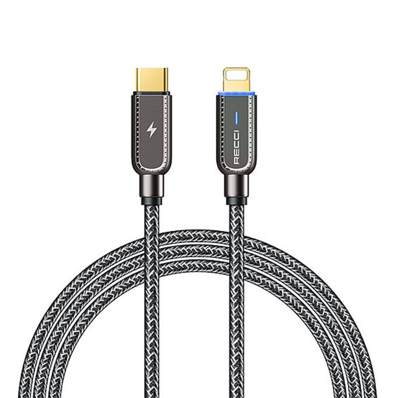 Recci Type-C To Lightning Fast Charging Cable, 100 Cm, Black - Rs02L