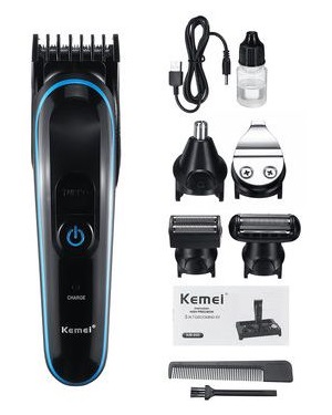 Kemei 5 in 1 Full Care Grooming Kit, Black and Blue - KM-690