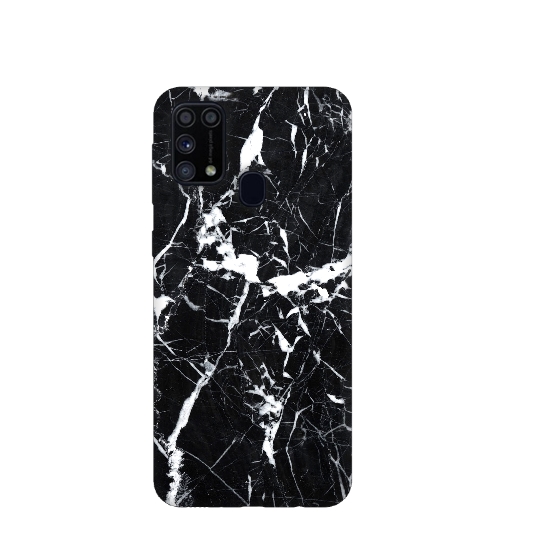 Black White Marble Printed Silicone Back Cover for Samsung Galaxy M31