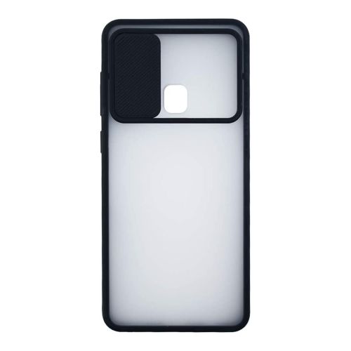 Stratg Back Cover with Camera Slider for Samsung Galaxy A20 and A30 - Transparent and Black