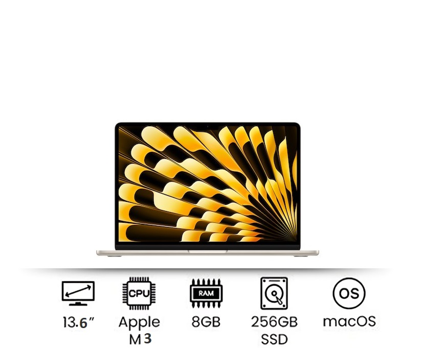 Apple MacBook Air M3 chip with 8‑core CPU, 8‑core GPU, 16‑core Neural Engine, 256GB SSD, 8GB RAM, 13.6 Inch, MacOS - Silver | Best price in Egypt | B.TECH Apple MacBook Air M3 chip with 8‑core CPU, 8‑core GPU, 16‑core Neural Engine, 256GB SSD, 8GB RAM, 13.6 Inch, MacOS - Silver | Best price in Egypt | B.TECH