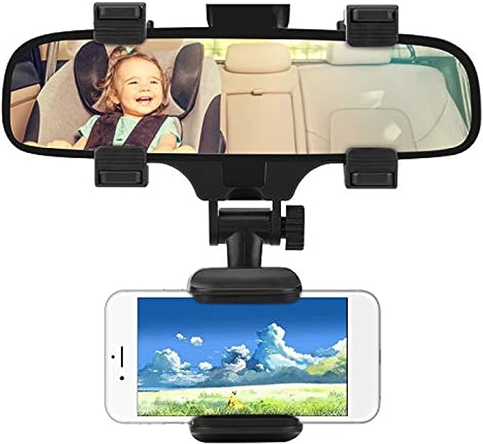 Yosoo Health Gear Car Rearview Mirror Mount Holder for Smartphone GPS, Universal Vehicle Mobile Phone Mount Bracket Rearview Mirror Clip Mount