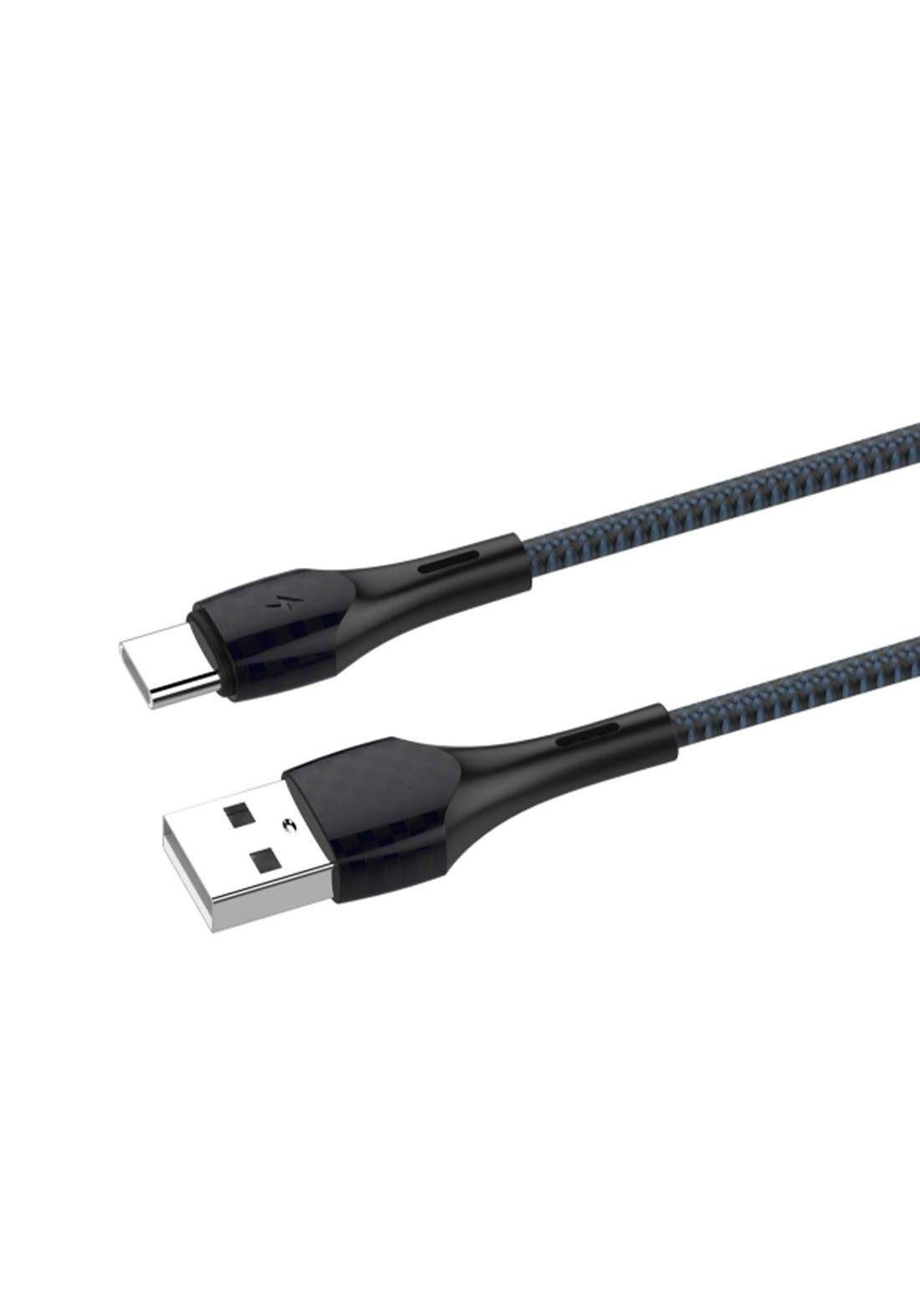 كابل شحن USB فئة A الى USB فئة C لدنيو، 1 متر، 2.4 امبير، رمادي - LS521