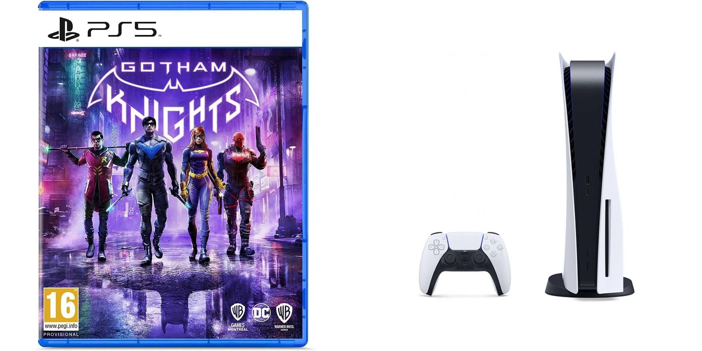 Sony PlayStation 5, 1 Wireless Controller, White - CFI-1016A01 MEE, with Gotham Knights for PlayStation 5