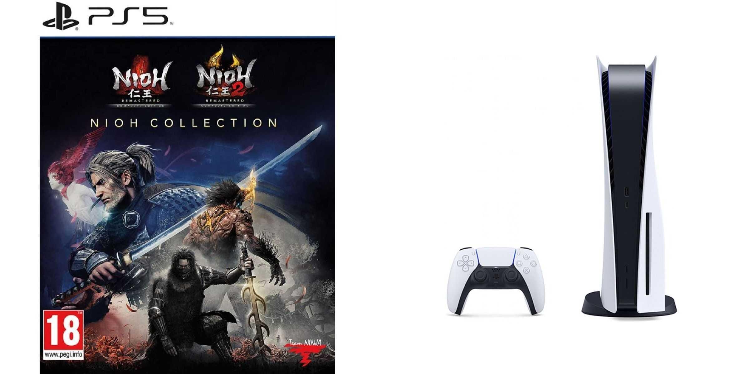 Sony PlayStation 5, 1 Wireless Controller, White - CFI-1016A01 MEE, with Nioh Collection for PlayStation 5