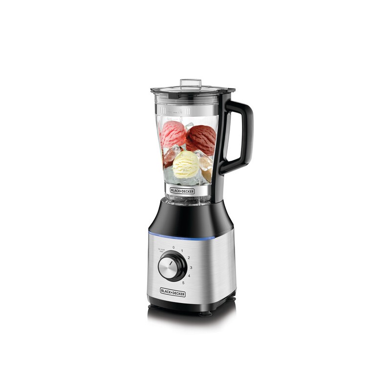 Black + Decker Electric Blender with Glass Jar, 700 Watts, 1.75 Liters, Black and Silver - BX650G