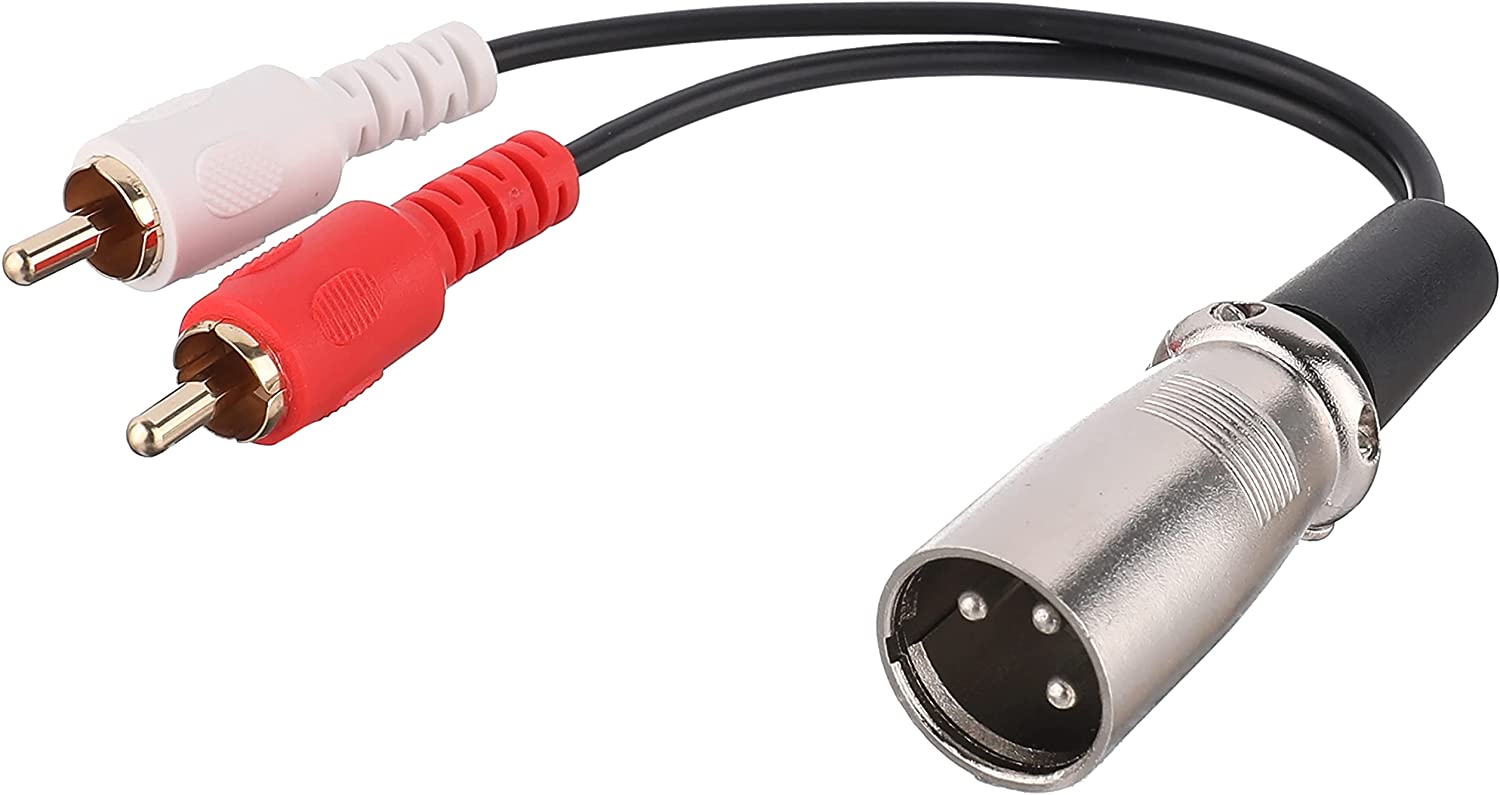 Keendex XLR Male to 2RCA Male Stereo Audio Cable, 10 Cm, Black- Kx1810