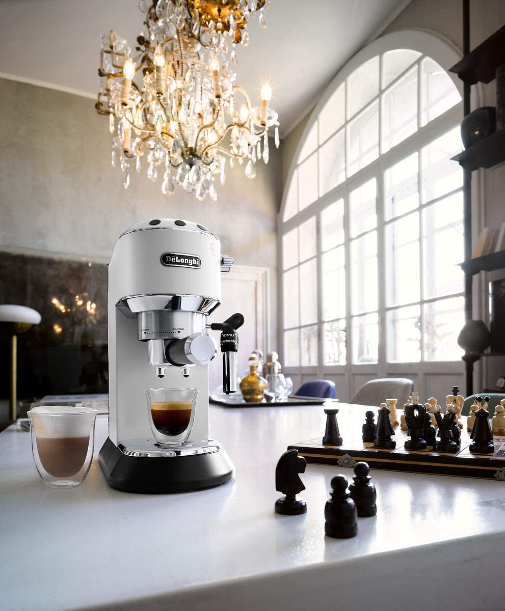 Delonghi Dedica Espresso and Cappuccino Coffee Maker 1 Liter 1350 Watt White EC685.W Best price in Egypt B.TECH