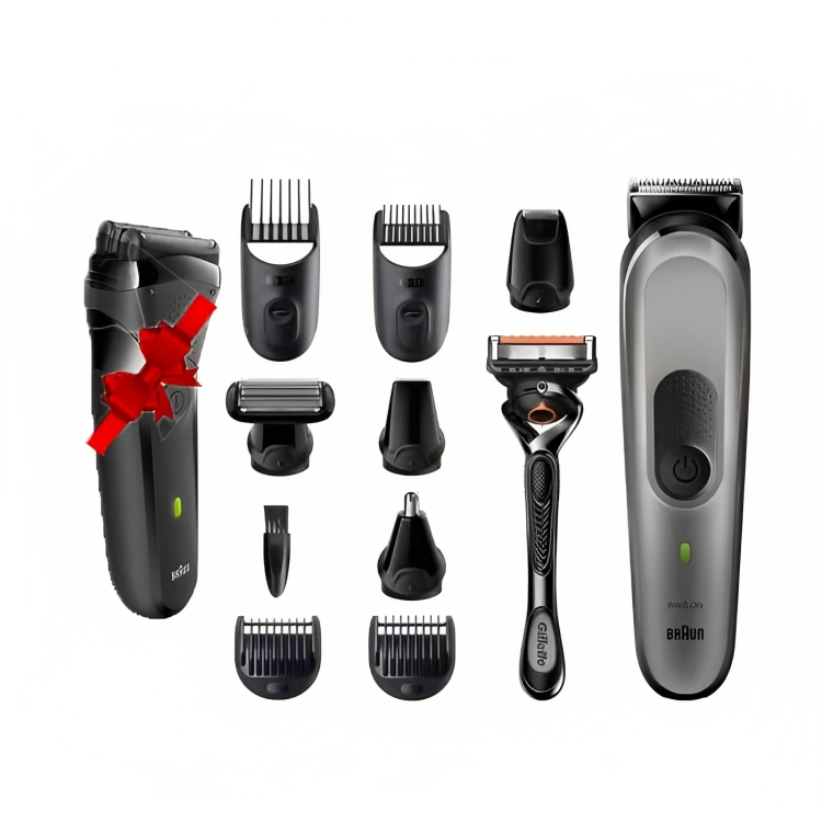 Braun 10-in-1 Rechargeable Trimmer, Wet and Dry with Gillette ProGlide Razor, Black - MGK7320 with Braun Series 3 Rechargeable Electric Shaver, Black - 300BLK