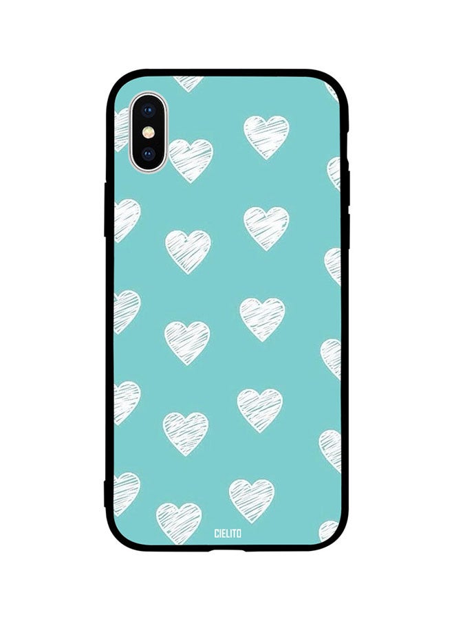 Chalk Hearts on Blue Background Printed Back Cover for Apple iPhone XR
