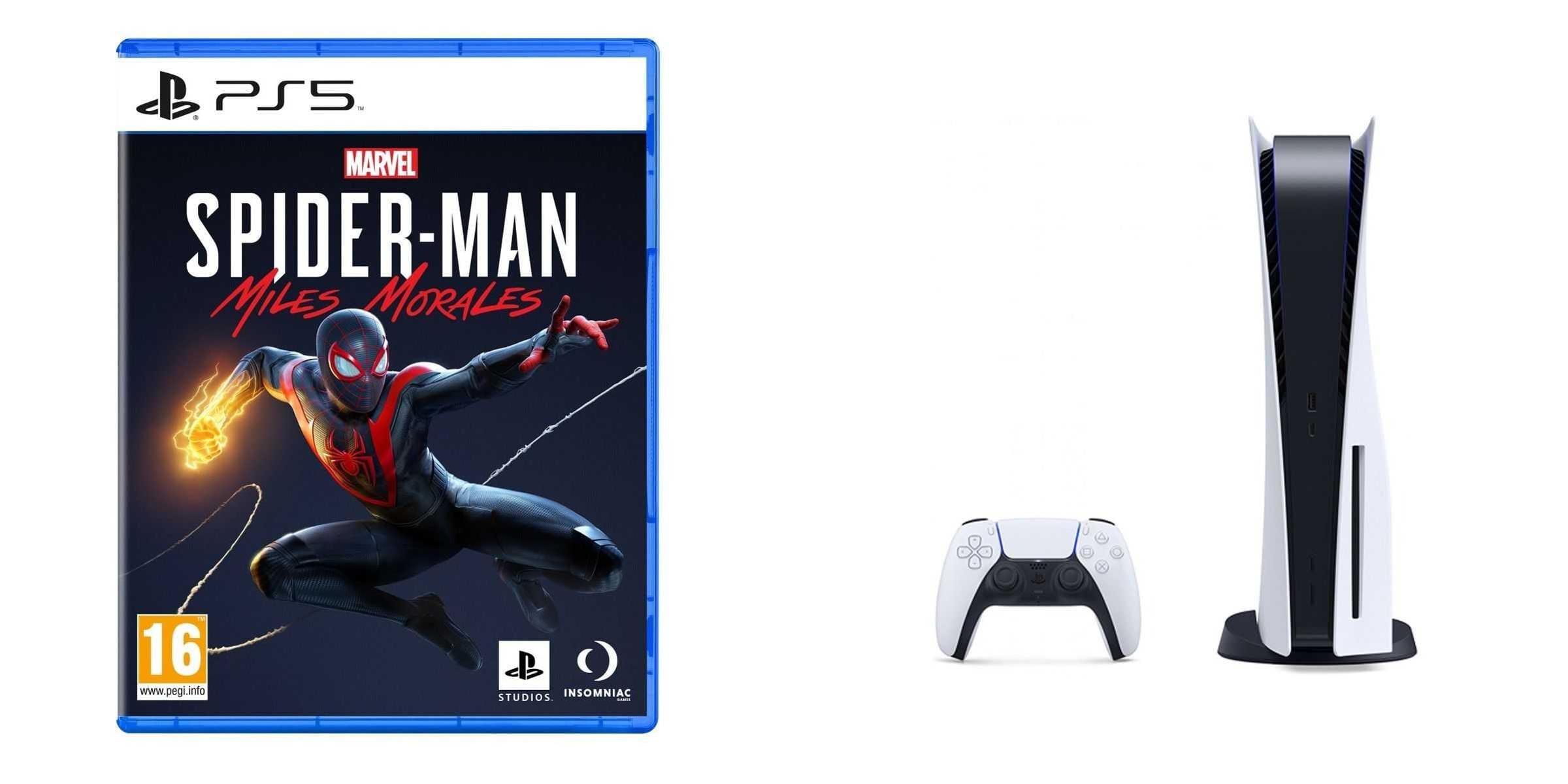 Sony PlayStation 5, 1 Wireless Controller, White - CFI-1016A01 MEE, with Marvel Spider-man Miles Morales for PlayStation5