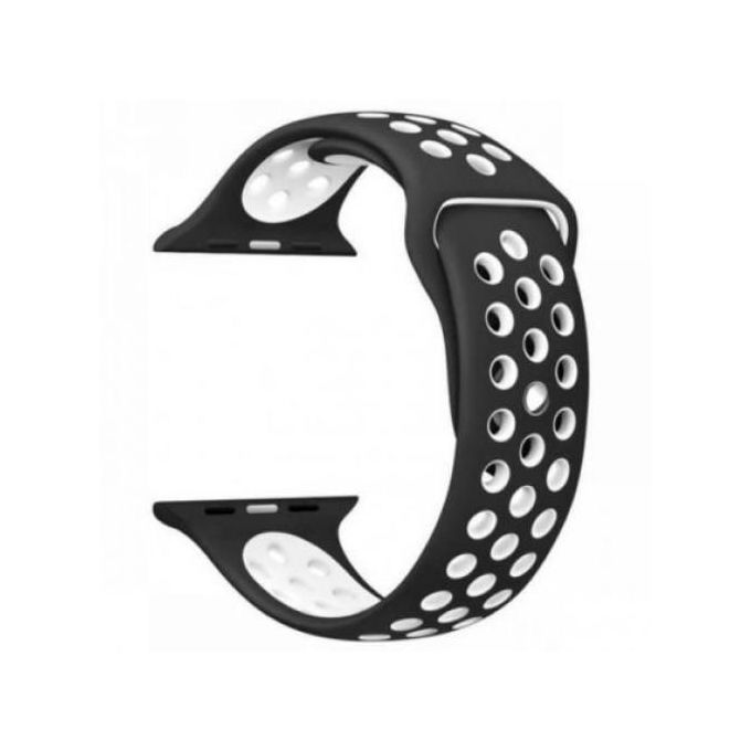 Silicone Strap For Apple Watch Series 7, 45 mm, - Black and White