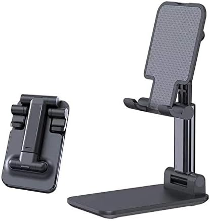 Phone Stand Foldable with Angle and Height Adjustable Portable Desktop Stand Compatible with Mobile Phone - black