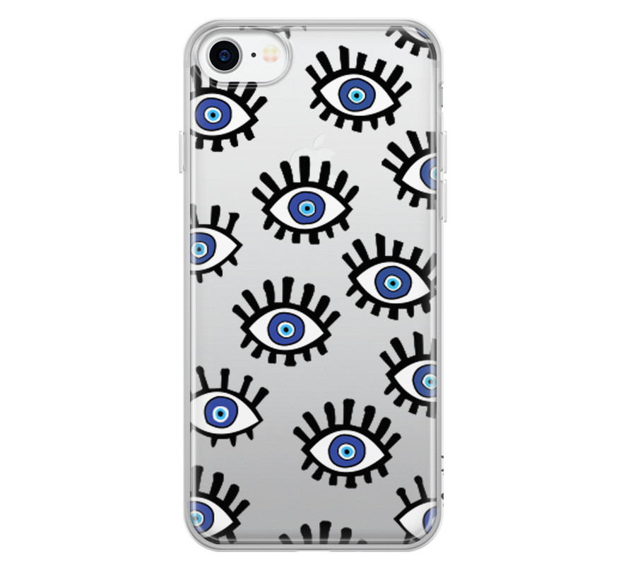 Covery Transparent Blue Eyes Pattern Back Cover for Apple Iphone 8