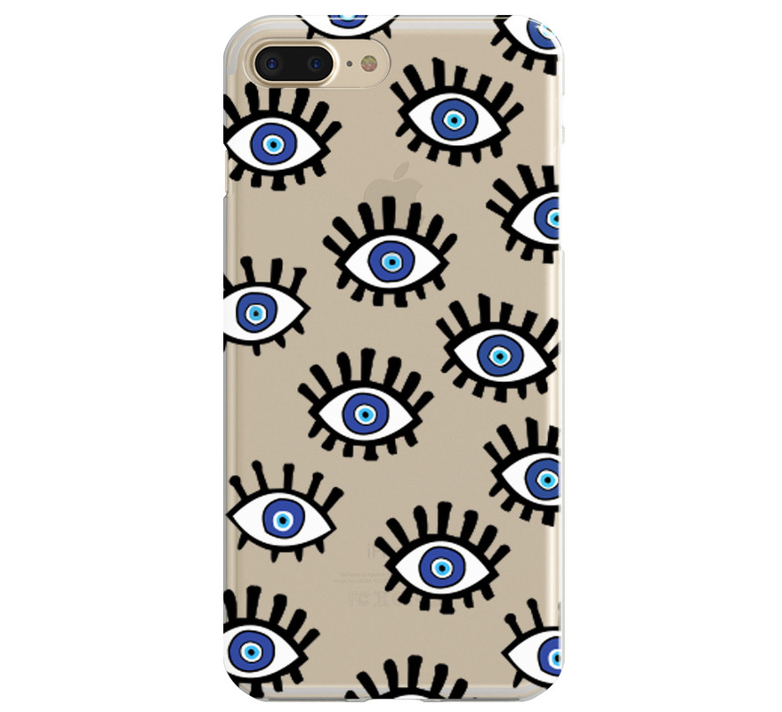 Covery Transparent Blue Eyes Pattern Back Cover for Apple Iphone 8 Plus
