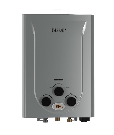 Passap Gas Water Heater, 6 Liters, Silver - WH-6L
