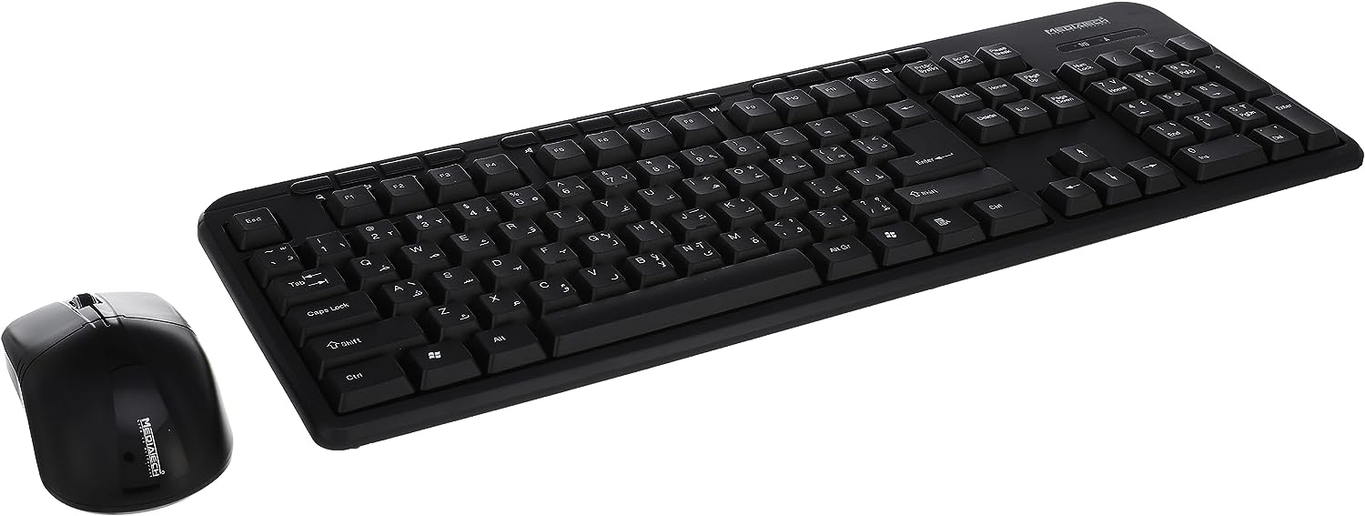 MediaTech Wireless Keyboard and Mouse Combo, Black - MT-2030