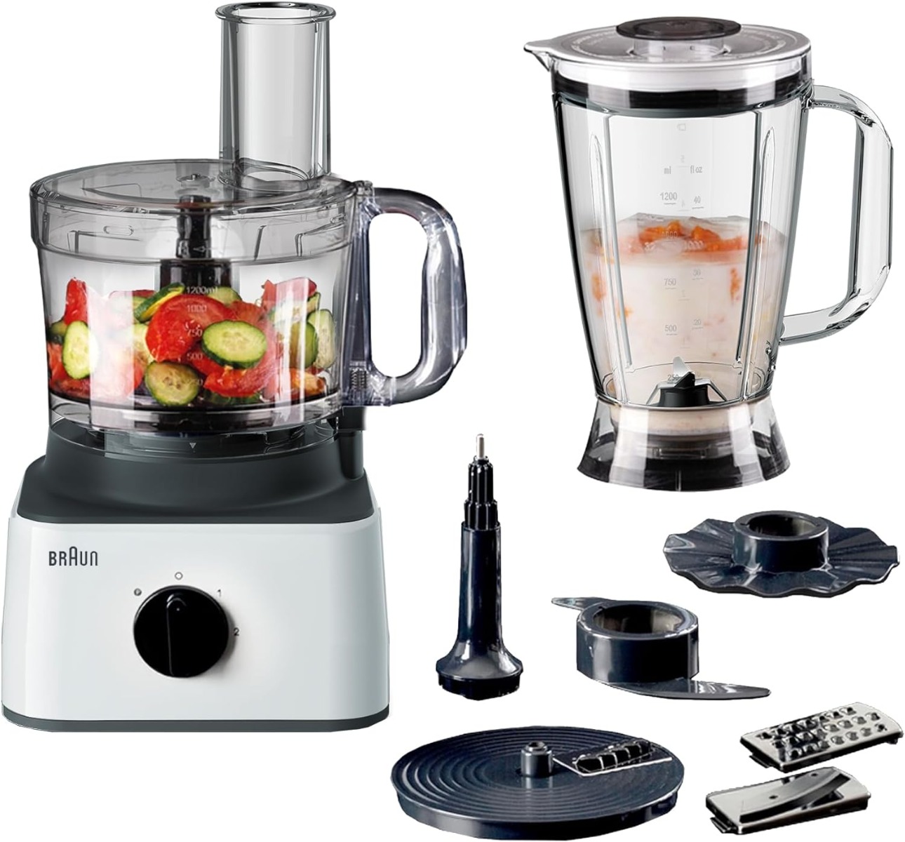 Braun Food Processor, 750 Watt, White and Black - FP 0132