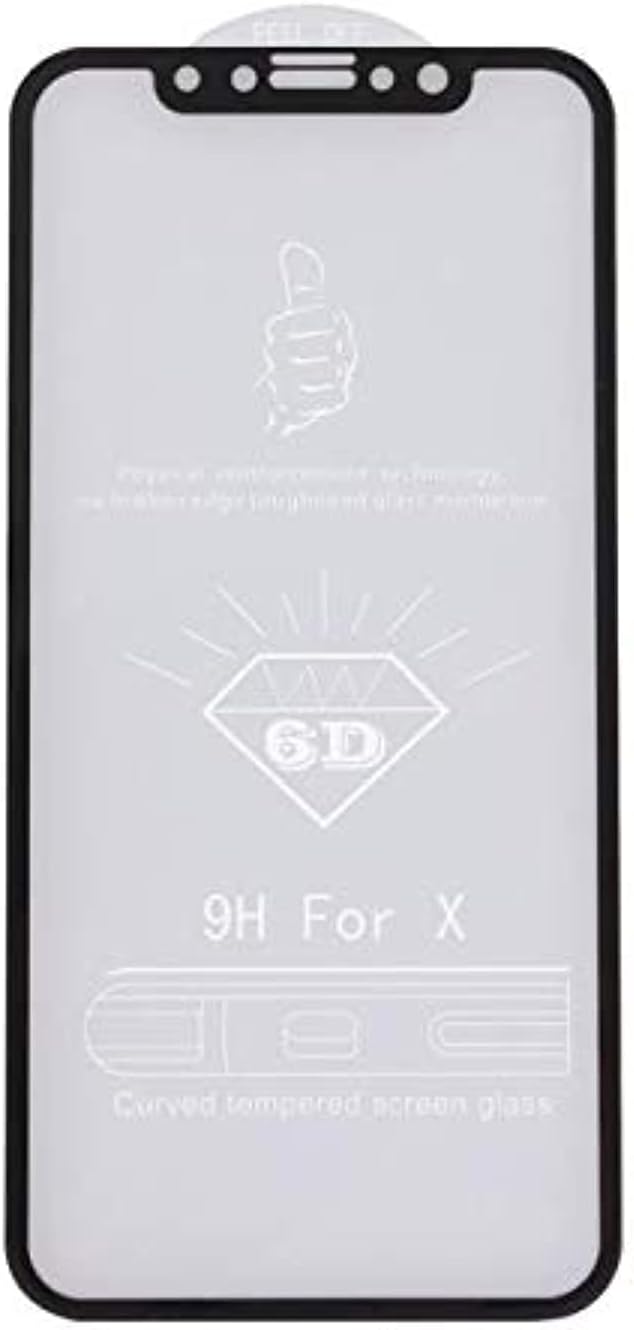 شاشة حماية زجاج مقوى 6D لايفون X - شفاف باطار اسود