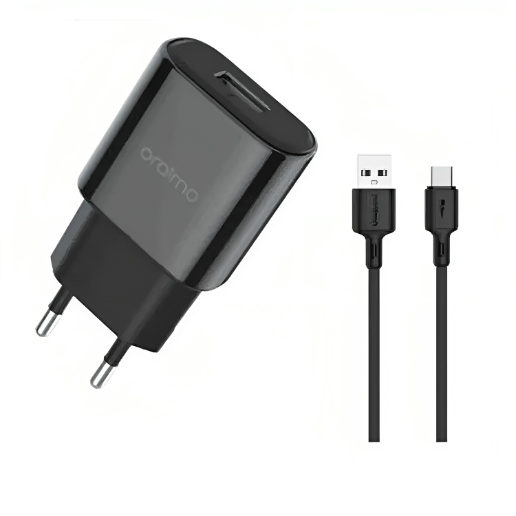 Oraimo Wall Charger with Micro USB Cable, 5V, 2A, USB-A Port, Black - OCW-E66S+M53