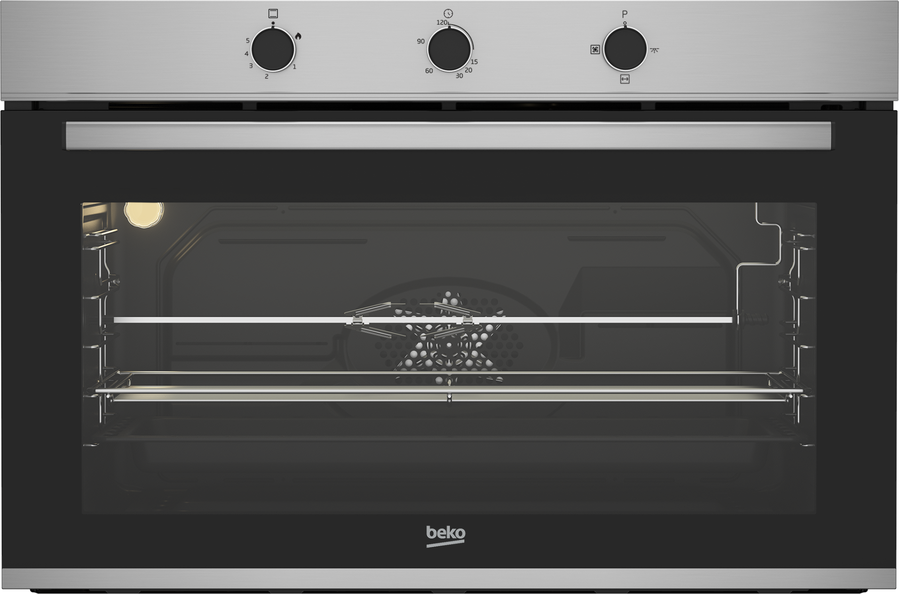 Beko Built-in Gas Oven, 96 Liters,  90cm, Silver and Black - BBWHT12104XS