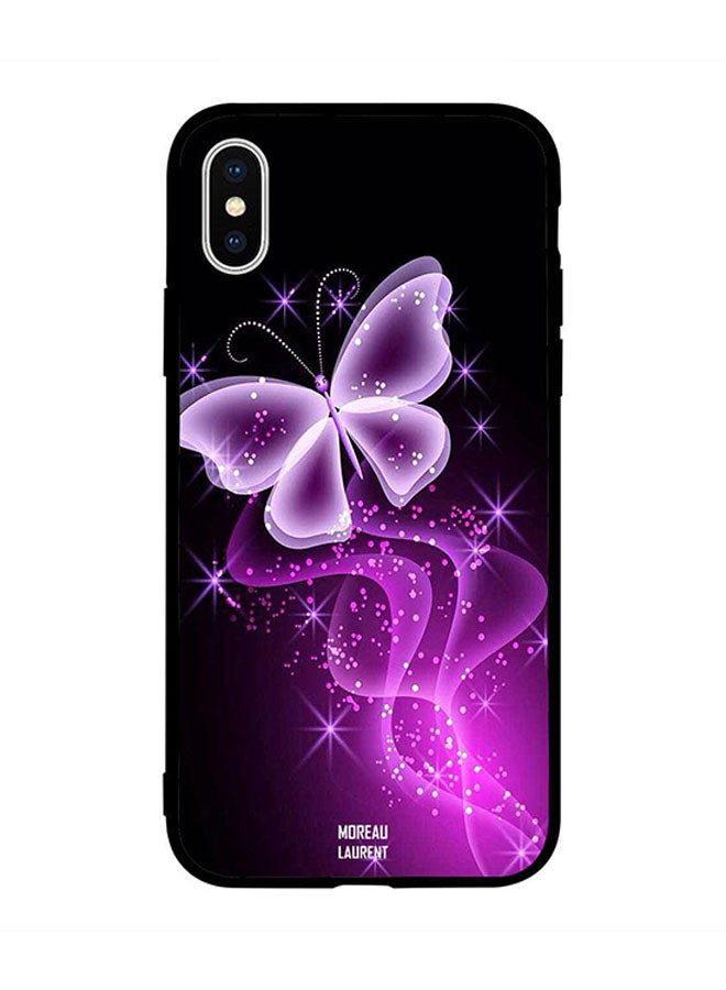 Lighting Pink Butterfly Printed Back Cover for Apple iPhone X