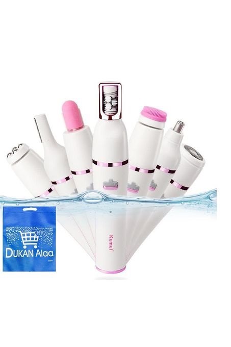 Kemei 7 In 1 Beauty Tools Hair Remover, White - KM-2189, with Gift Bag