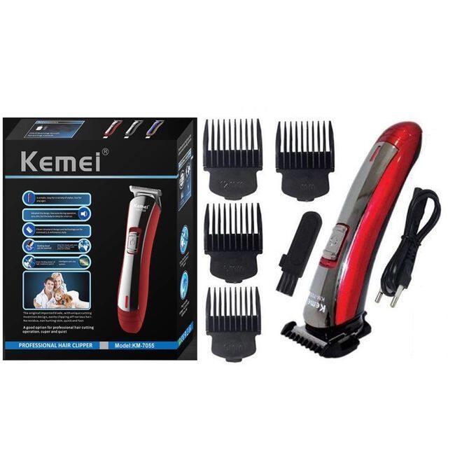 Kemei Beard Trimmer, Red and Black- KM-7055