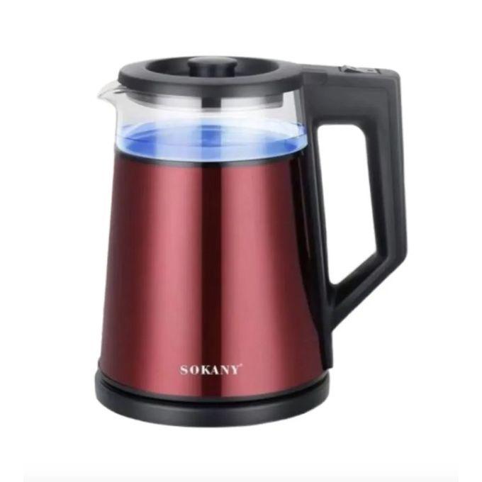 Sokany Electric Kettle, 1.7 Liters, 2000 Watts, Metallic Red - Sk-SH-1076