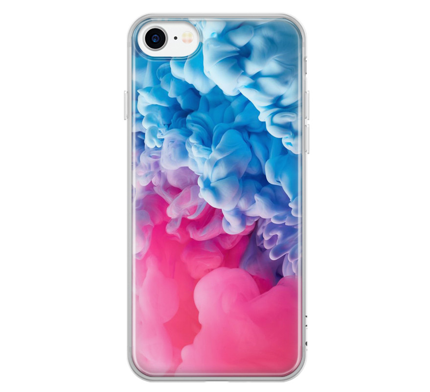 Covery Pink and Blue Smoke Pattern Back Cover for Apple Iphone 8