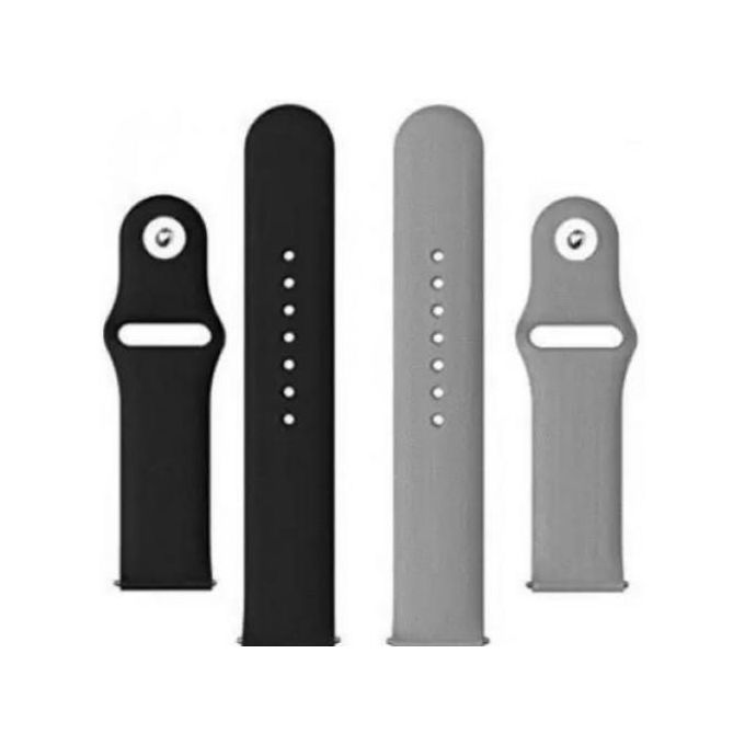 Silicone Strap For Huawei GT Smart Watch, 46Mm, 22Mm, 2 Pieces - Black and Grey