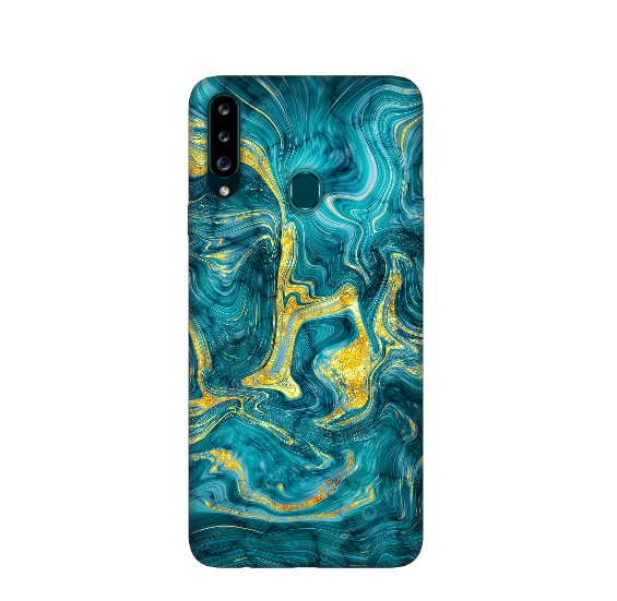 Marble Blue Gold Silicone Printed Protective Cover For Samsung A20s
