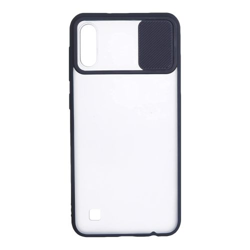 Stratg Back Cover with Camera Slider for Samsung Galaxy A10 and M10 - Transparent and Dark Blue