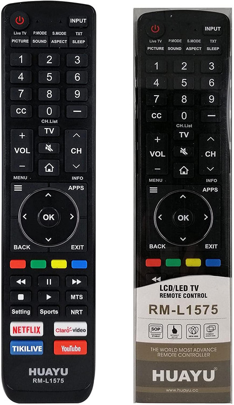 ريموت كنترول هوايو لتلفزيونات هايسينس LED LCD، اسود - RM-L1575