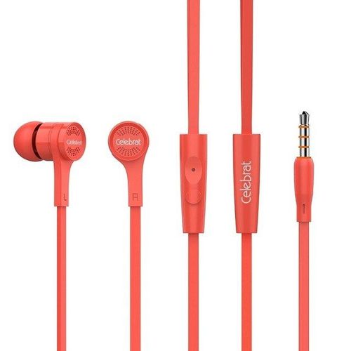 Celebrat Wired In Ear Earphones with Built-in Microphone, Red - Sky 1