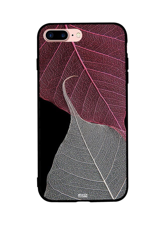Purple and Grey Leaf Printed Back Cover for Apple iPhone 8 Plus