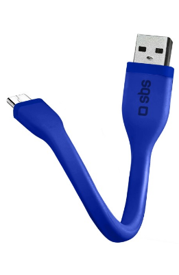 SBS Micro USB Charging and Data Mini Cable, 12 cm - Blue
