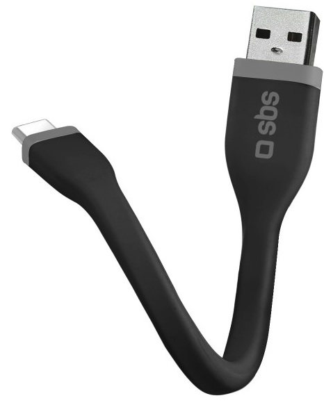 SBS USB Type C Charging and Data Transfer Mini Cable, 12 cm - Black