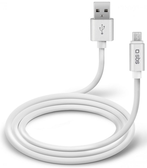 SBS Polo Micro USB Charging and Data Transfer Cable,1 Meter -  White
