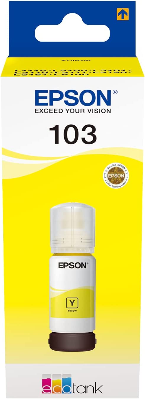 Epson 103 EcoTank Ink Bottle, 65ml, Yellow - T103Y