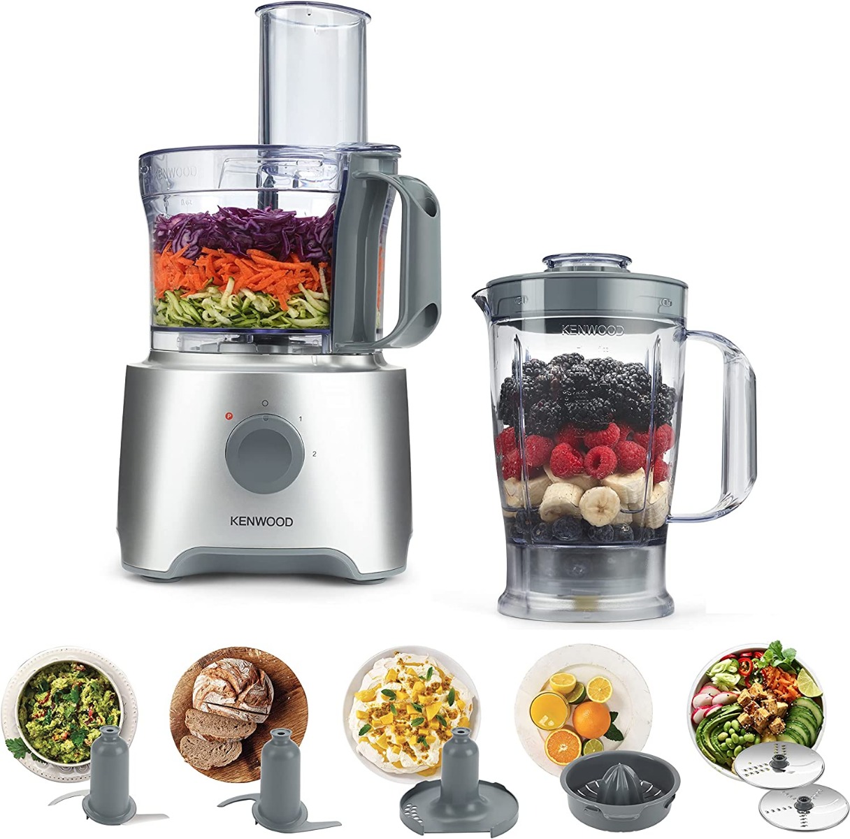 Kenwood Food Processor, 800 Watt, Silver- FDP304SI