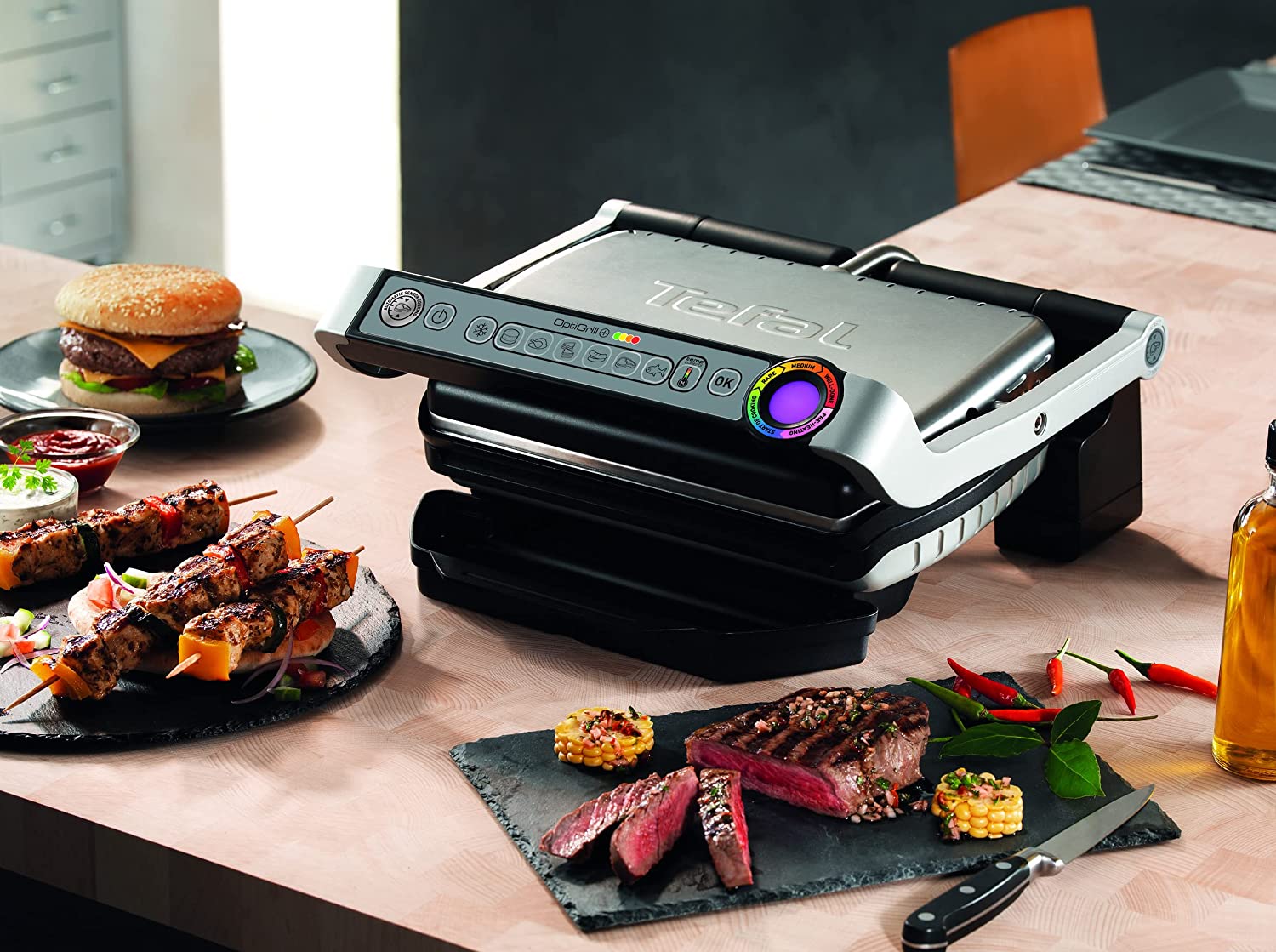 Tefal OptiGrill Plus Electric Grill 2000 Watt Stainless Steel GC712D12 Best price in Egypt B.TECH